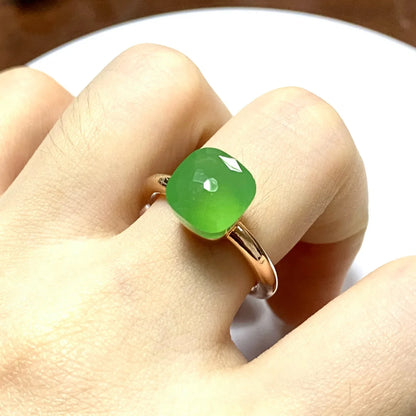Stylish Purple Crystal Rose Gold Plated Candy Ring 30 Colors Simple Candy Color Jewelry Gift for Women Valentine's Day