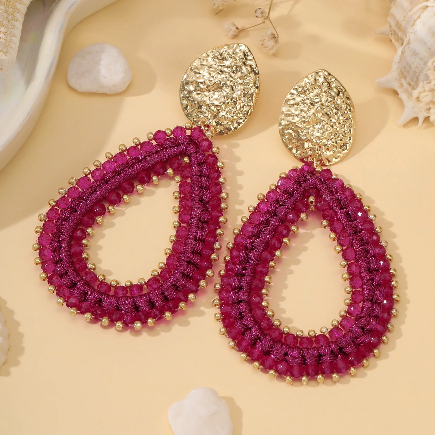 Big Water Drop Shape Drop Earrings For Women Colorful Beads Handmade Threading Crystal Long Earrings Jewelry Gift EA144