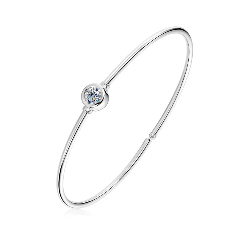 0.5Carat D Moissanite Bangle Bracelet Sterling Silver 925 Charms Fine Jewelry for Women Classic Valentine's Day Birthday Gift