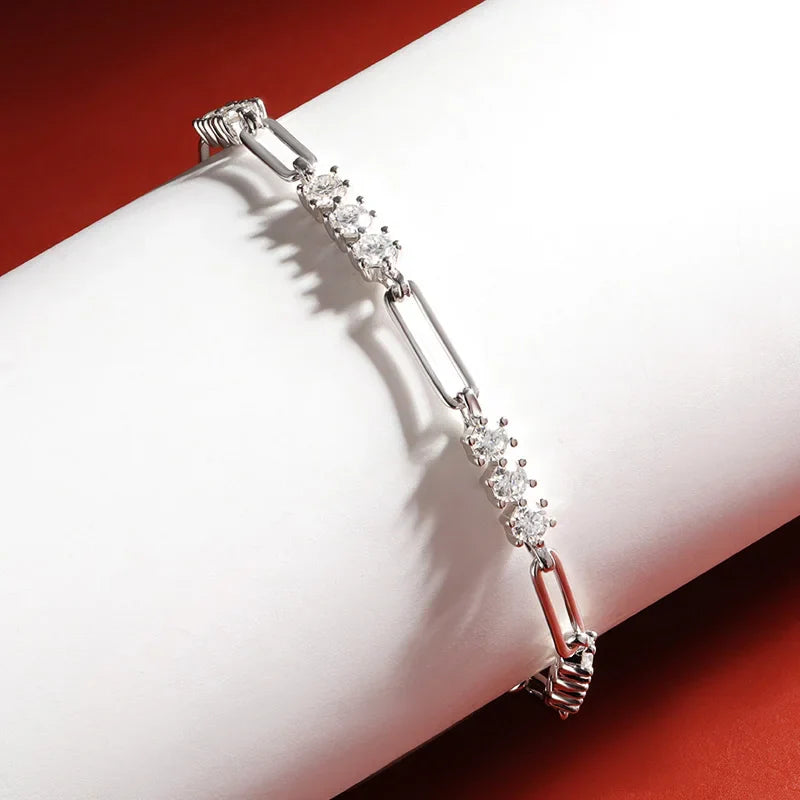 3mm Full Moissanite Bracelet S925 Silver Plated 18K Gold Bracelets For Women Wedding Sparkling Party Fine Jewelry Gift