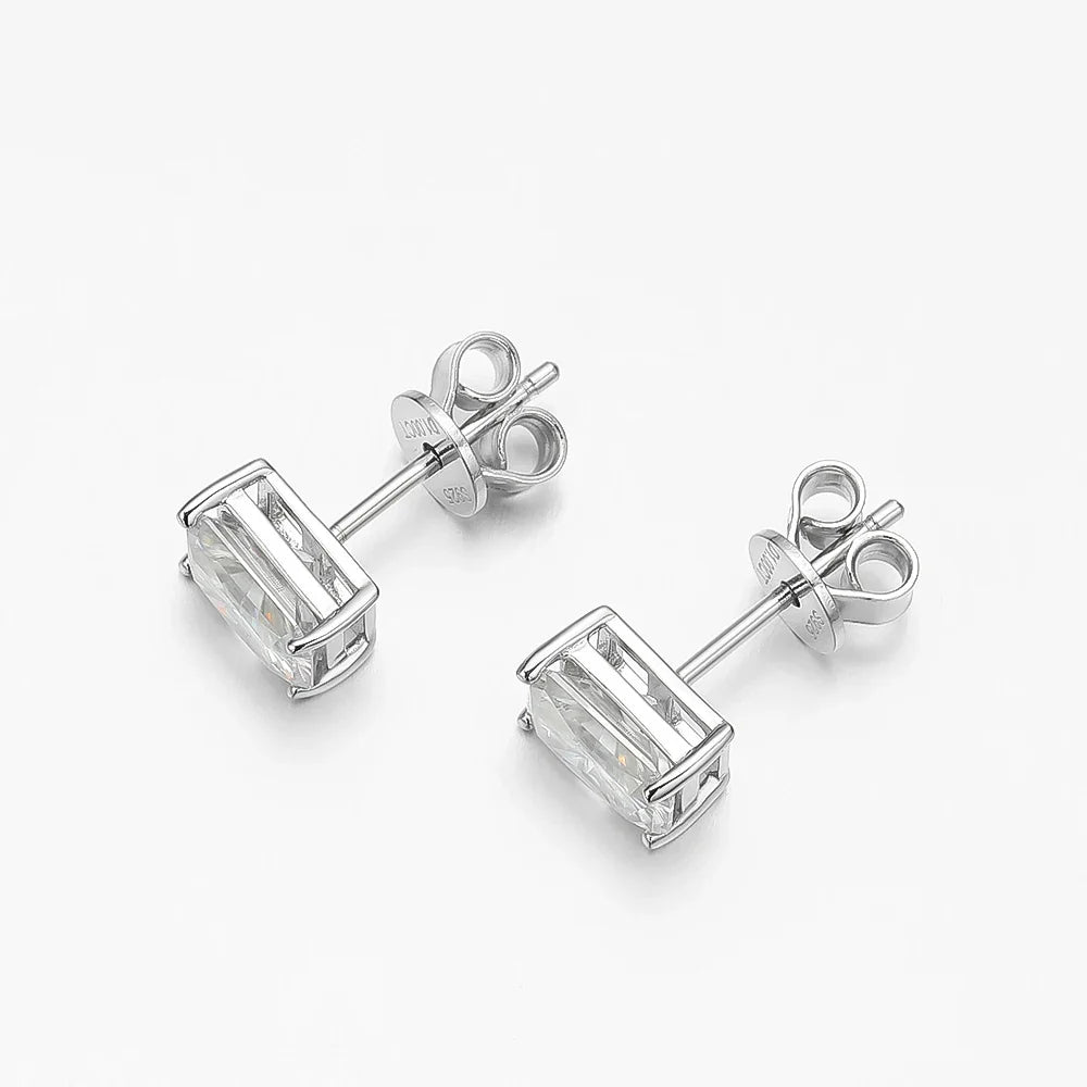 Classic 100% 925 Sterling Silver Real Moissanite Gemstone White Gold Earrings Ear Stud For Women Fine Jewelry Wholesale