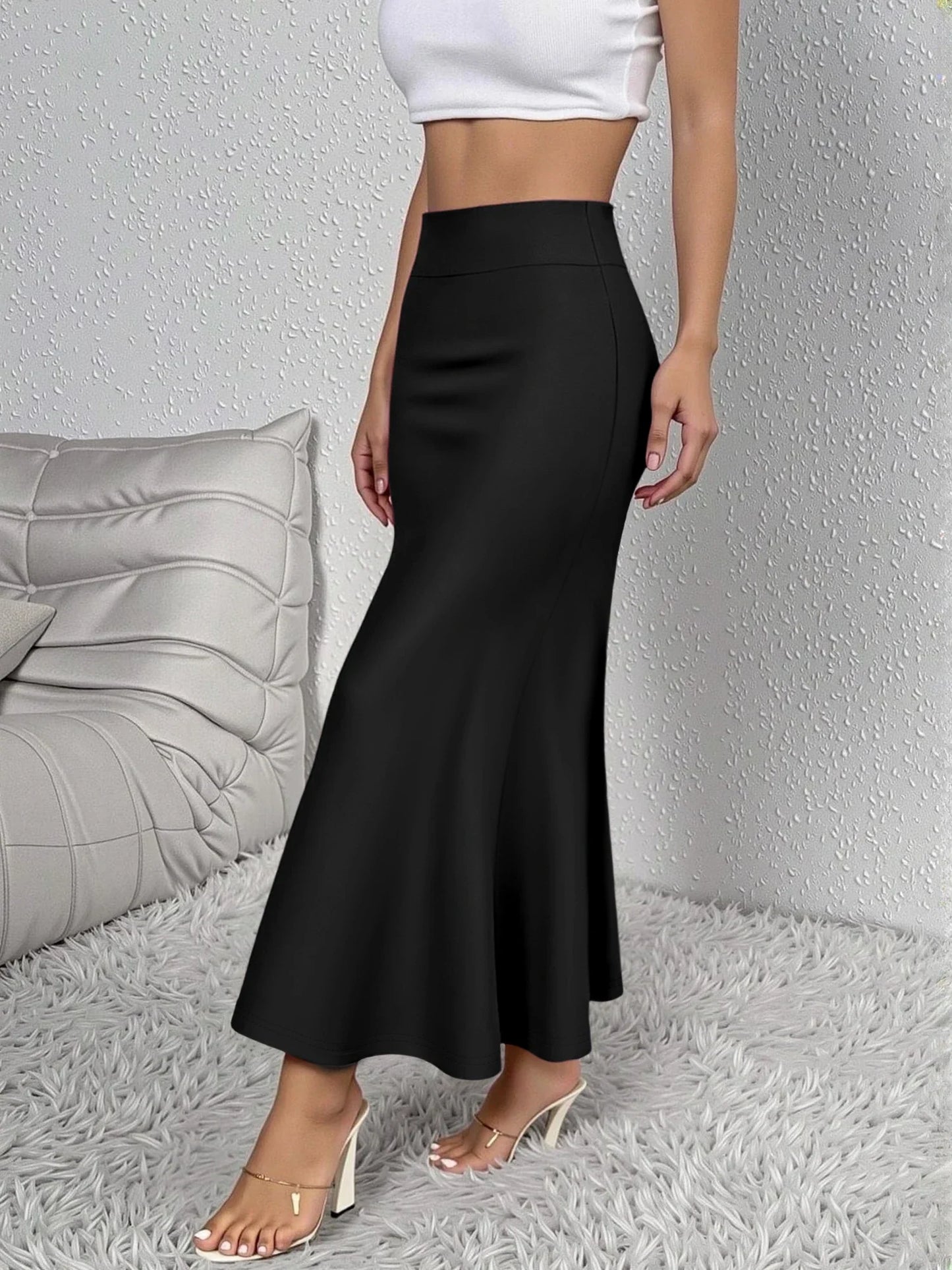 Women Midi Skirt High Waist A line Flowy Hem Breathable Material Perfect for Fashion Shoots Casual Streetwear Daily Errands