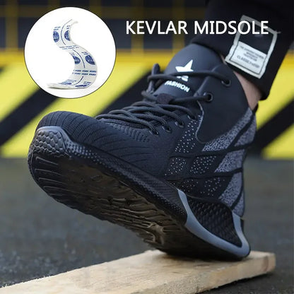 Man Safety Shoes Puncture-Proof Work Sneakers Lightweight Work Shoes Men Steel Toe Anti Smash Safety Boots Indestructible Shoes