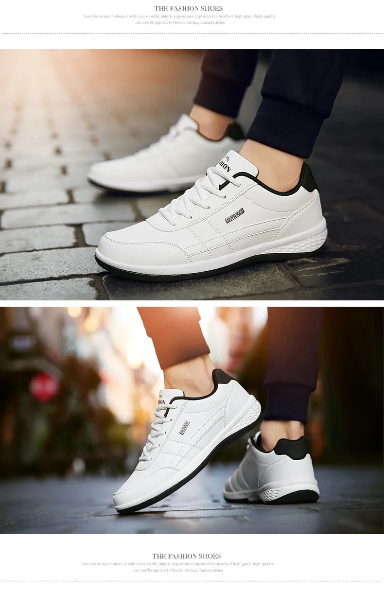 Shoes for Men Leather Sneaker Waterproof Casual Comfortable Men's Sneaker Lace Up Footwear Vulcanized Man Shoe Masculino
