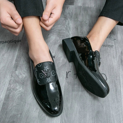 Men's Genuine Leather Tassel Loafers Black Formal Dress Shoes Slip-On Wedding Brogues 2025 Fashion Casual Loafers