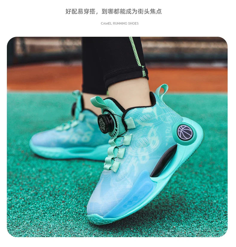 Kids Basketball Shoes Non-slip Breathable Basketball Training Sneakers Boys Girls Athletic Shoes Luminous Children Running Shoes