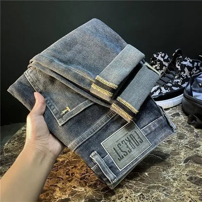 High-end 2023 Harajuku Designer Clothes Denim New Trousers Kpop Stretch Trendy Korean-style with Our Luxury Men's Casual Jeans