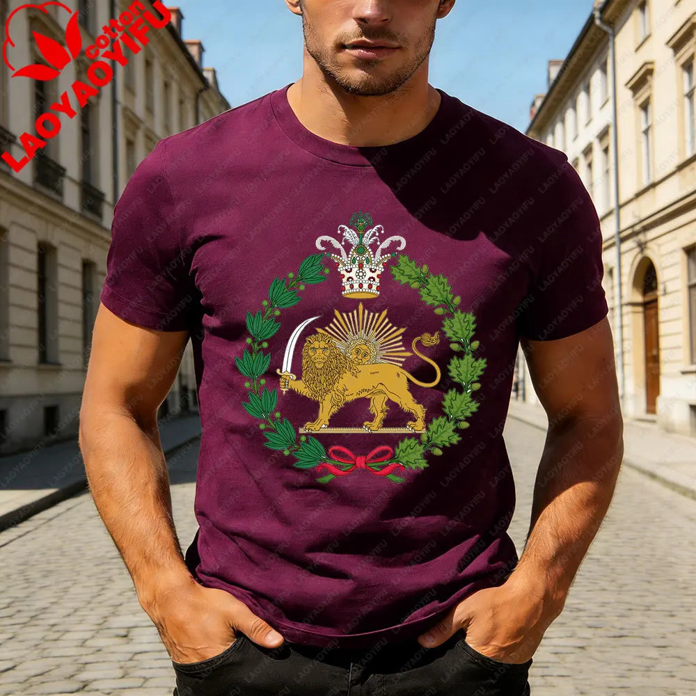 Lion and Sun Iran Persian Flag Iran Tshirt Khorshid Graphic T-Shirt Daily Life Casual Men Women Unisex Cotton Streetwear