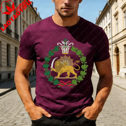Lion and Sun Iran Persian Flag Iran Tshirt Khorshid Graphic T-Shirt Daily Life Casual Men Women Unisex Cotton Streetwear