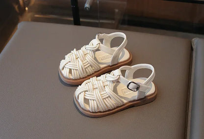 New Sandals Summer Children's Woven Casual Baby Shoes Girls Beach Shoes Slipper Baby Girl Shoes Size 22-31