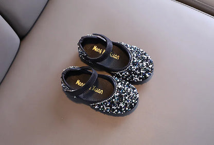 2026 Girls Princess Shoes Spring Children Bow Shoes Leather Shoe Kids Dance Shining Toddler Rhinestone Birthday Party Shoes