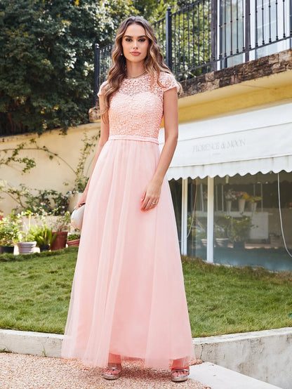 Pearl Pink Chiffon Lace Bridesmaid Dresses Sweetheart Long Evening Gowns With Sashes Formal Occasion Party Prom Vestido De Festa