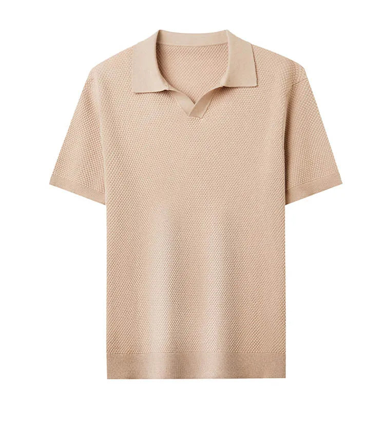Men's Stretch 100% Cotton Polo Shirt - Pineapple Knit Seagull Collar, Breathable Short Sleeve Tee with Flexible M-4XL 6 Colors
