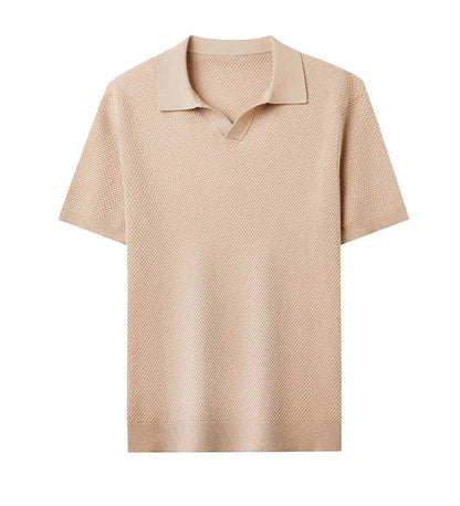 Men's Stretch 100% Cotton Polo Shirt - Pineapple Knit Seagull Collar, Breathable Short Sleeve Tee with Flexible M-4XL 6 Colors