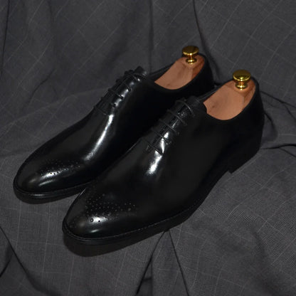 Luxury Classic Mens Oxford Dress Shoes Whole Cut Genuine Leather Handmade Lace-up Formal Shoe for Men Wedding Business Office