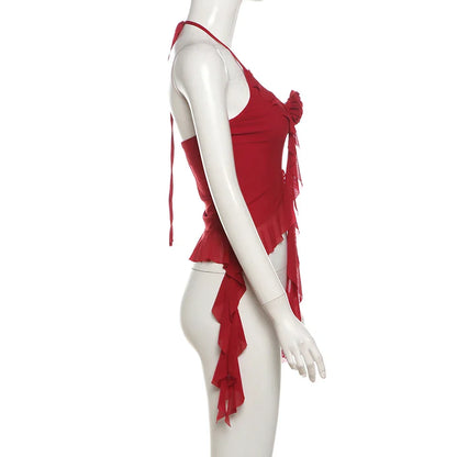 Hip-hop Summer New Sweet Gentle Cute All-match Fashionable Cool High Street Cool Sexy Women's Thin Backless Halter Vest