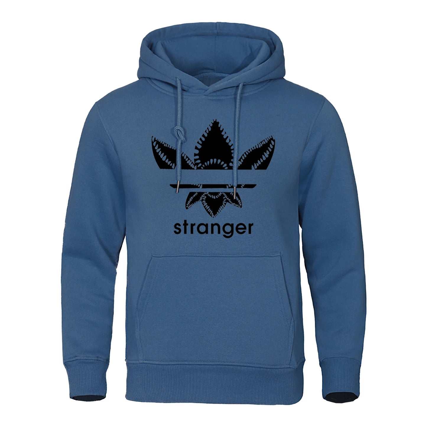 Funny Stranger Floral Pattern Printed Hoodies Mens Letter Style Streetwear Fashion Loose Street Hoody Fleece Pullover Men Hoodie