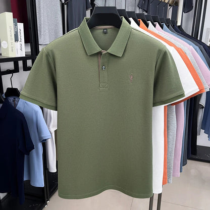 100% pure cotton high-end brand men's short sleeve polo shirt summer fashion customization horse embroidery classic Paul T-shirt