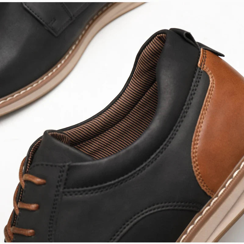 Shoes For Men Spring/Summer Pu Leather Breathable Casual Shoes Lace up Office Style Business Men's Sneaker