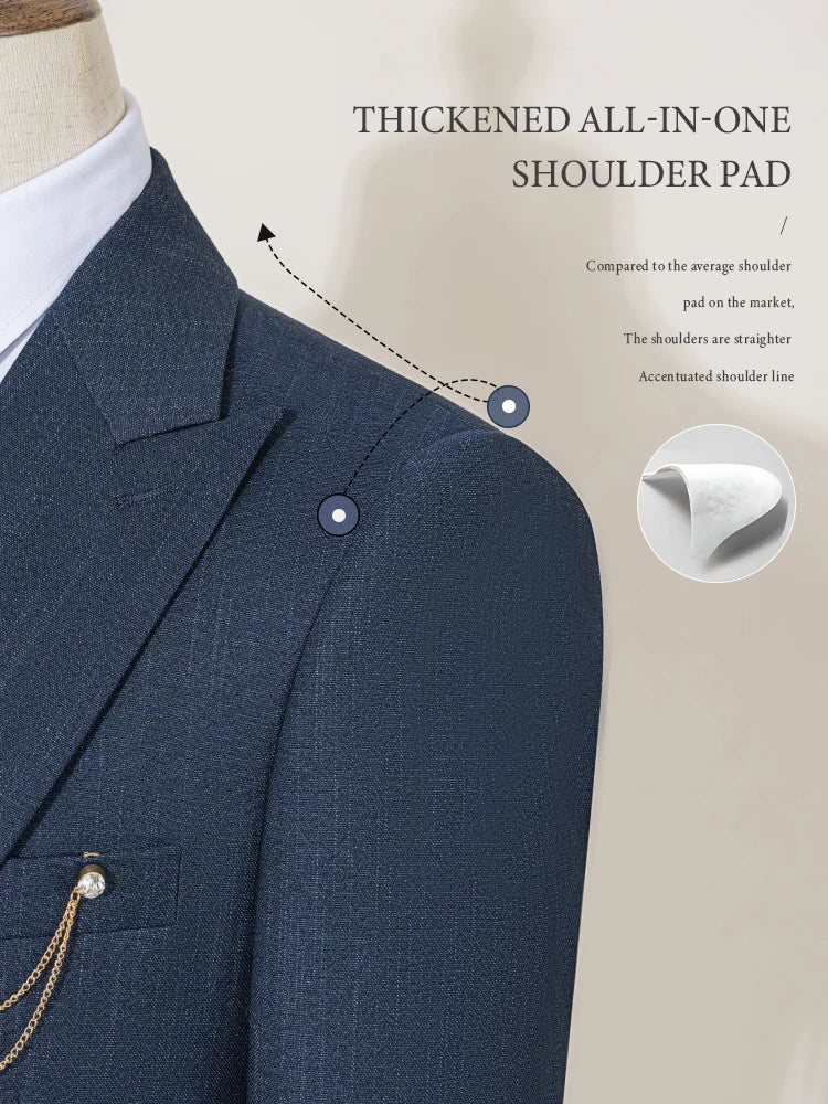 High-end Brand Formal Business Men's Suits Single Breasted Solid Color Slim Fit Suit wedding three-piece