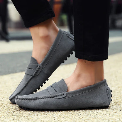 High Quality Suede Men Casual Shoes Non-slip Mens Driving Shoes Slip on Flats Loafers Leather Shoes 10 Colors Size 38-49