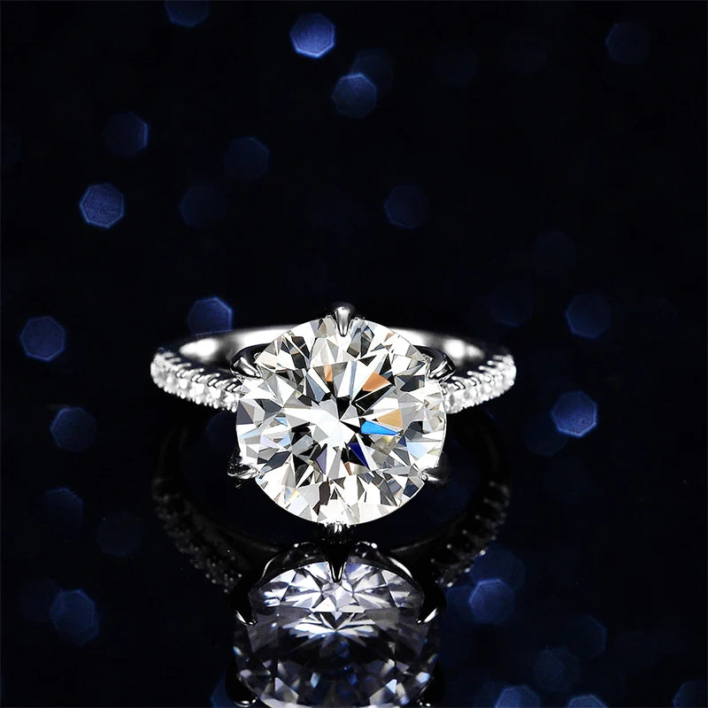 5CT Sparkling D Color Moissanite Lab Diamond Wedding Rings For Women S925 Sterling Silver Luxury Jewelry Engagement Ring