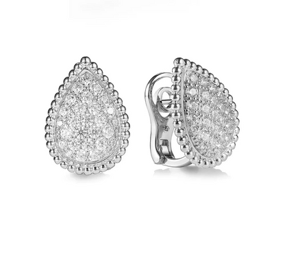 Vintage Ear Clip Earrings for Women Luxury Jewelry Fashion Party Large Water Drop Design Gold Plated Eardrop Stud Earring