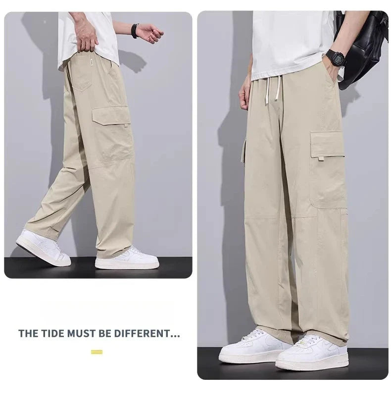 Brand Clothing Spring Summer Men's Cargo Pants Loose Straight Parachute Pants Sport Casual Long Trousers Male