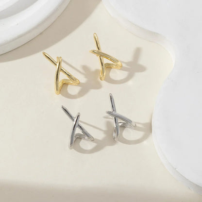 Trendy Gold Color Cross Stud Earrings for Women Dainty Simple Minimalist Earring Fashion Jewelry Party Gifts Wholesale
