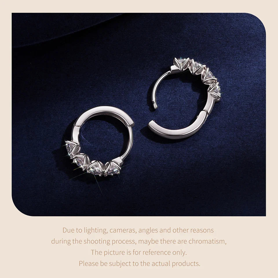 Elegant Moissanite Stud Earrings, S925 Silver Plated White Gold D Color Round Cut Lab Sparkling Engagement Fine Jewelry