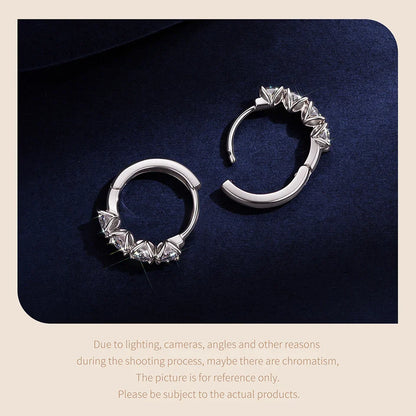 Elegant Moissanite Stud Earrings, S925 Silver Plated White Gold D Color Round Cut Lab Sparkling Engagement Fine Jewelry
