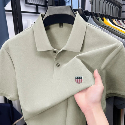 men's summer luxury brand cotton 100% polo shirt lapel printing short sleeves t-shirt business leisure ventilate men's clothing
