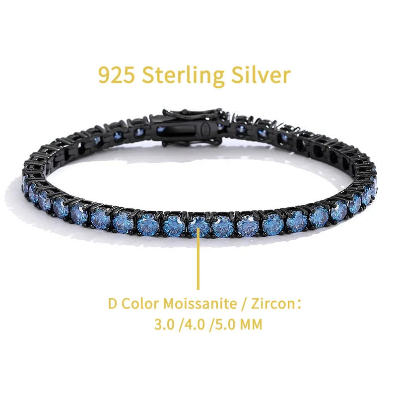TY 3-5MM Moissanite Bracelet For Women Men 925 Sterling Silver Chain Bracelet D VVS1 Fine Luxury Jewelry Lab Gemstone