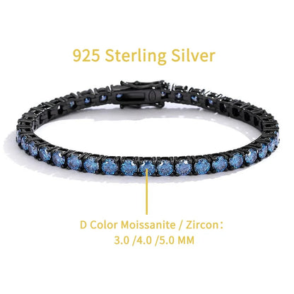 TY 3-5MM Moissanite Bracelet For Women Men 925 Sterling Silver Chain Bracelet D VVS1 Fine Luxury Jewelry Lab Gemstone