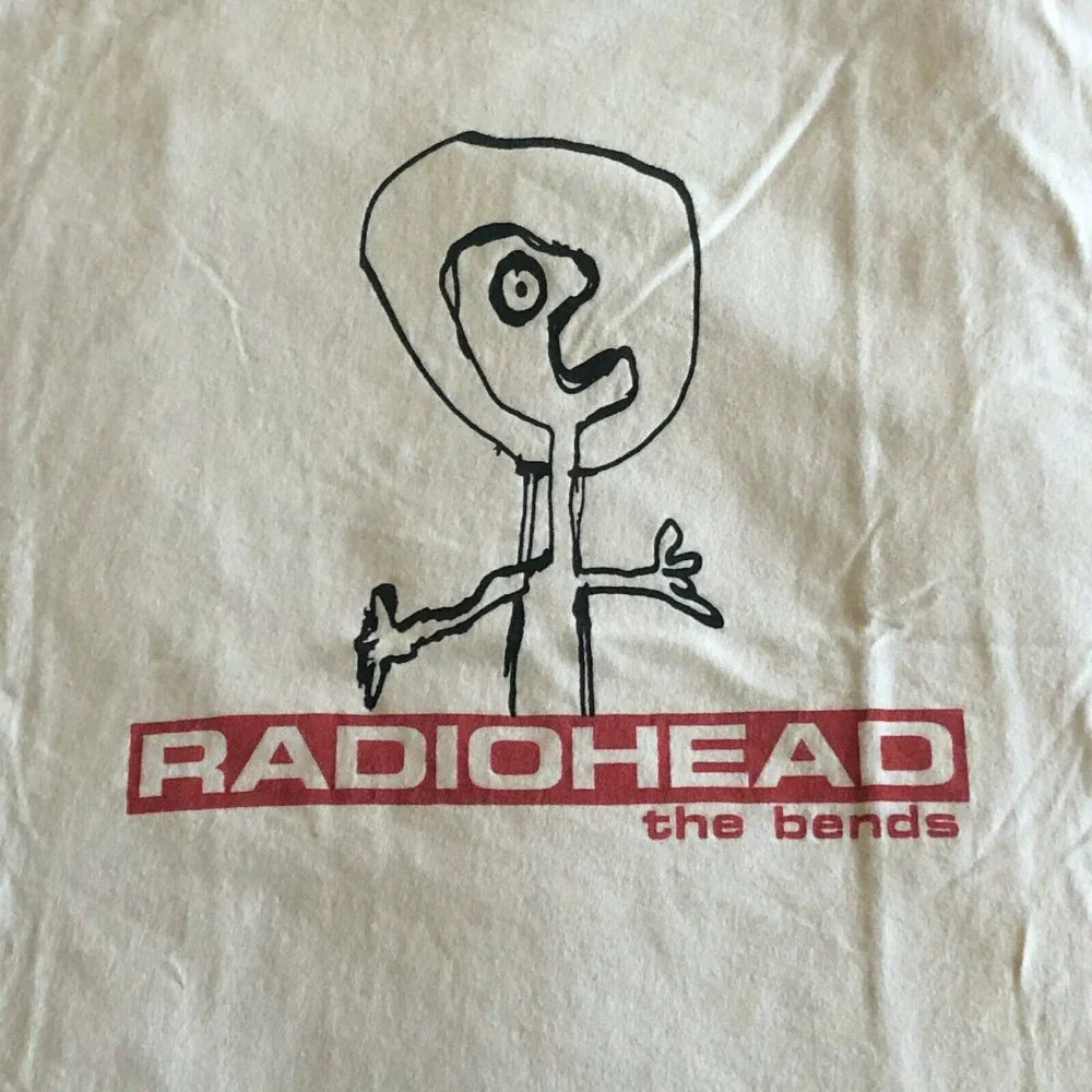 New Cotton Print Super Elastic Casual RADIOHEAD THE BENDS Vintage Unisex T-shirt Casual Print Round Neck Loose Oversize T-shirt