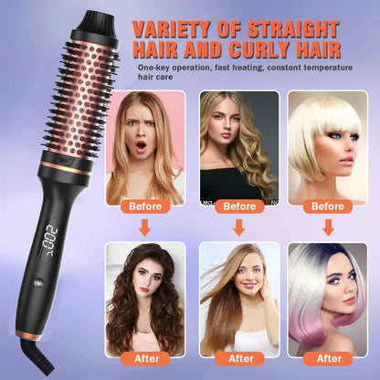 Thermal Brush Styling Comb Electric Fast Heating Anti Scald 3 in 1 Straightener Heated Brush Professional Hair Styling Brush