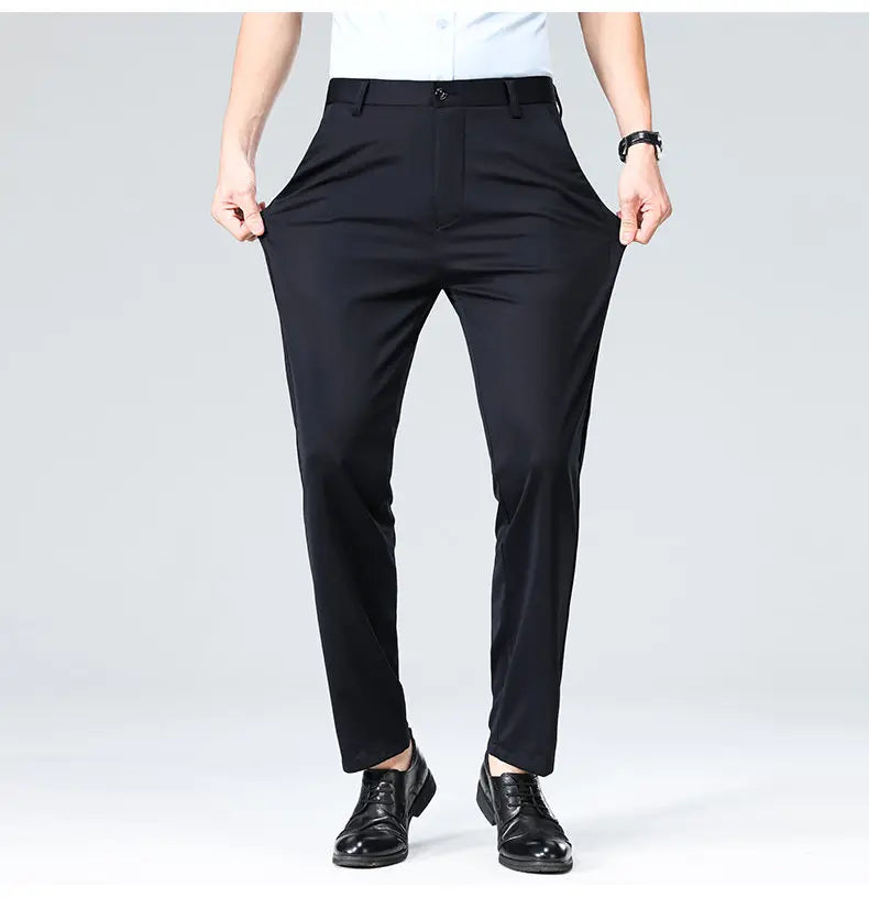 2-Pack Men's Loose-Fit Versatile Casual Dress Pants, Featuring Stylish Embroidery, Suitable for Daily Wear, Office & Outings