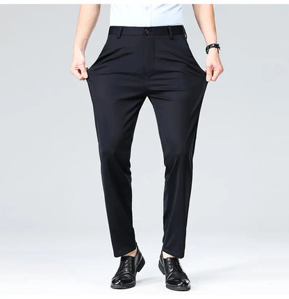 1-Pack Men's Professional Straight-Leg Stretch Formal Pants Non-Iron Comfortable Business Slacks Wrinkle-Resistant Loose Fit