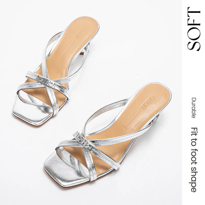 Women's Sandals Summer Cowhide New Thin Belt Business Fashion Sandals Wedding and Dinner Shoes