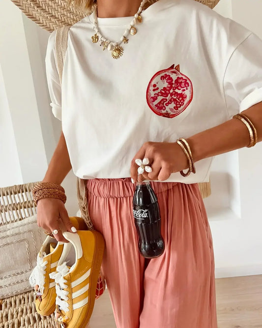 American Casual Street Oversized Cute Food Graphic T-shirt Summer Women's Y2k Gothic Clothing Half-sleeved Hip-hop Tops