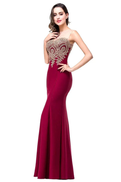 Elegant Mermaid Evening Dress Women Sweetheart Illusion Golden Appliques Lace Wedding Party Prom Gown Robe de Soiree