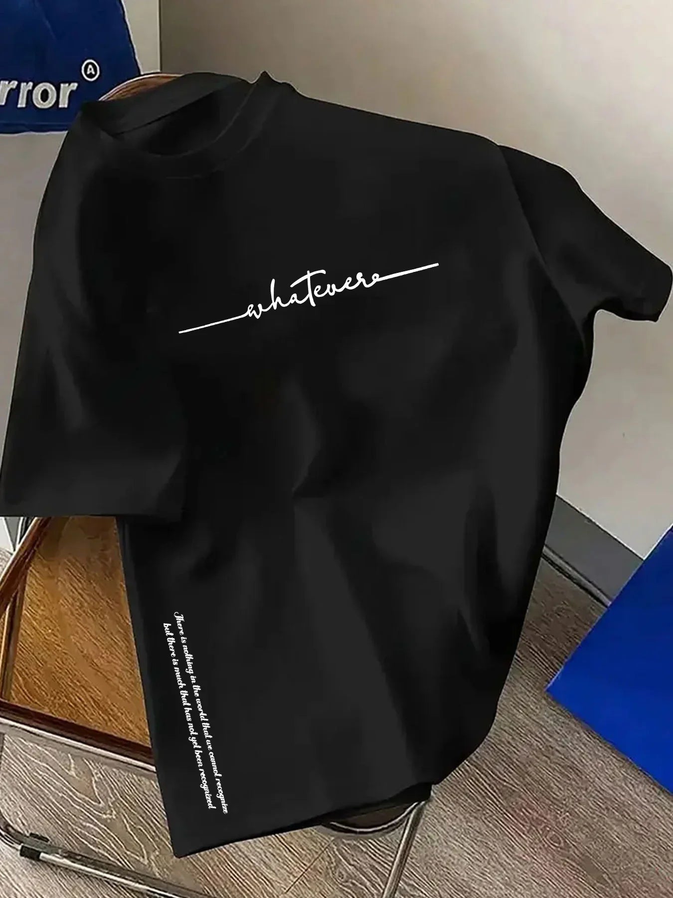 Men's summer 100 cotton fashionable casual sports loose plus size simple letter printed round neck short sleeved T-shirt top