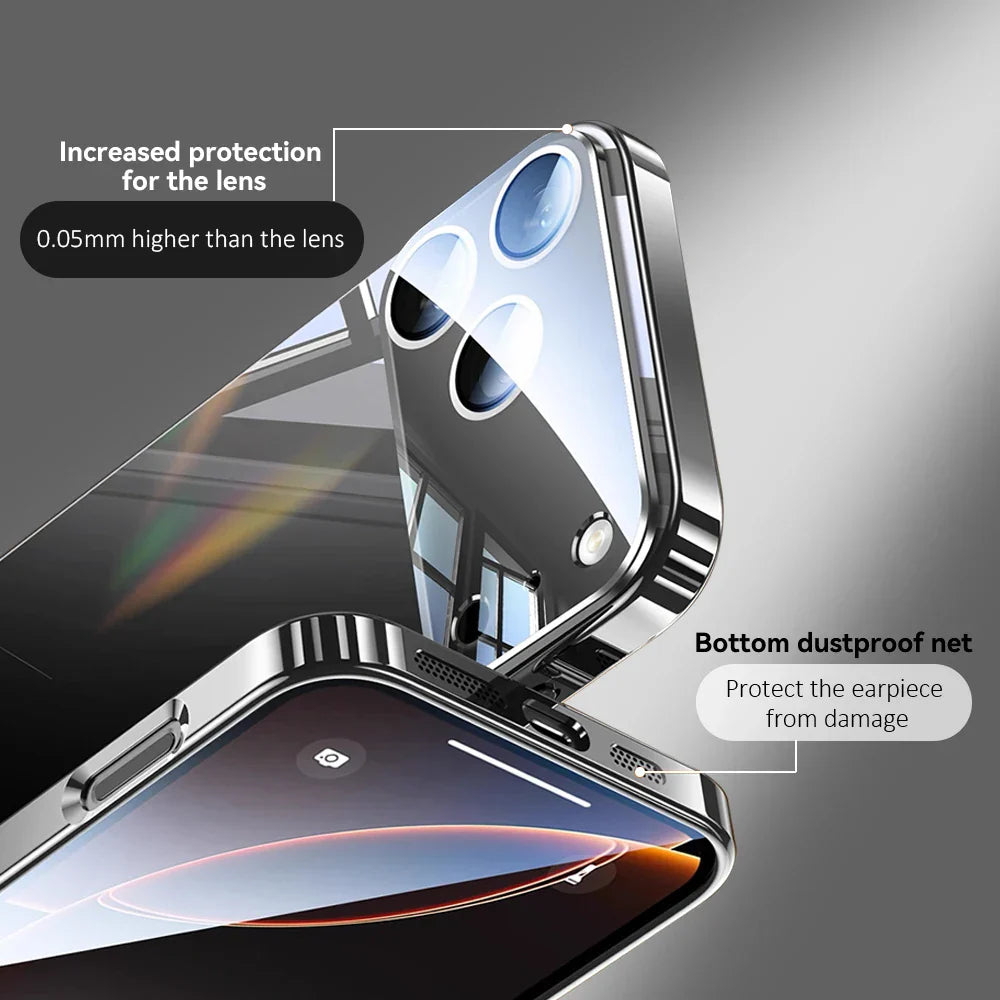 Phone Case For IPhone 17 16 15 14 13 12 Pro Max Plus Electroplated Metal Bumper Shockproof Case