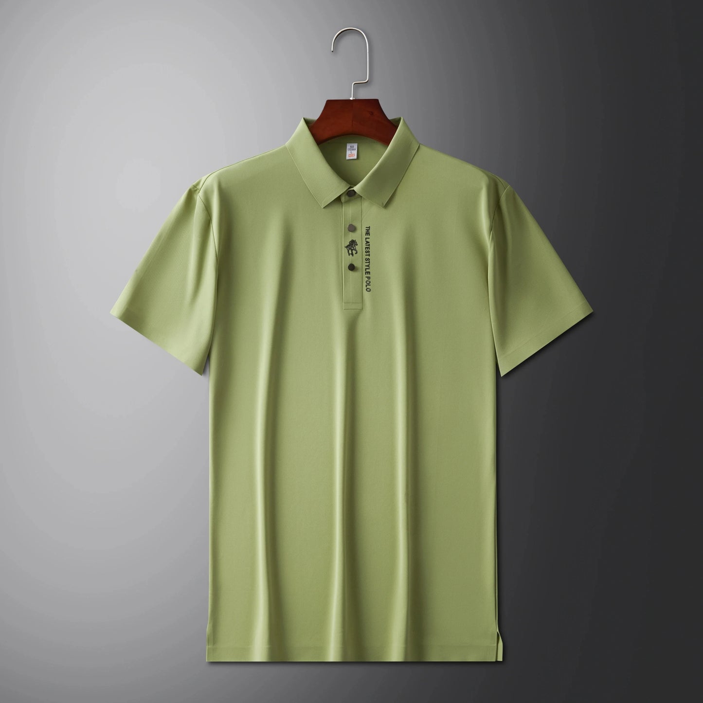 High quality silk breathable short sleeve POLO shirt men's lapel top 2024 summer new light luxury brand printed casual T-shirt
