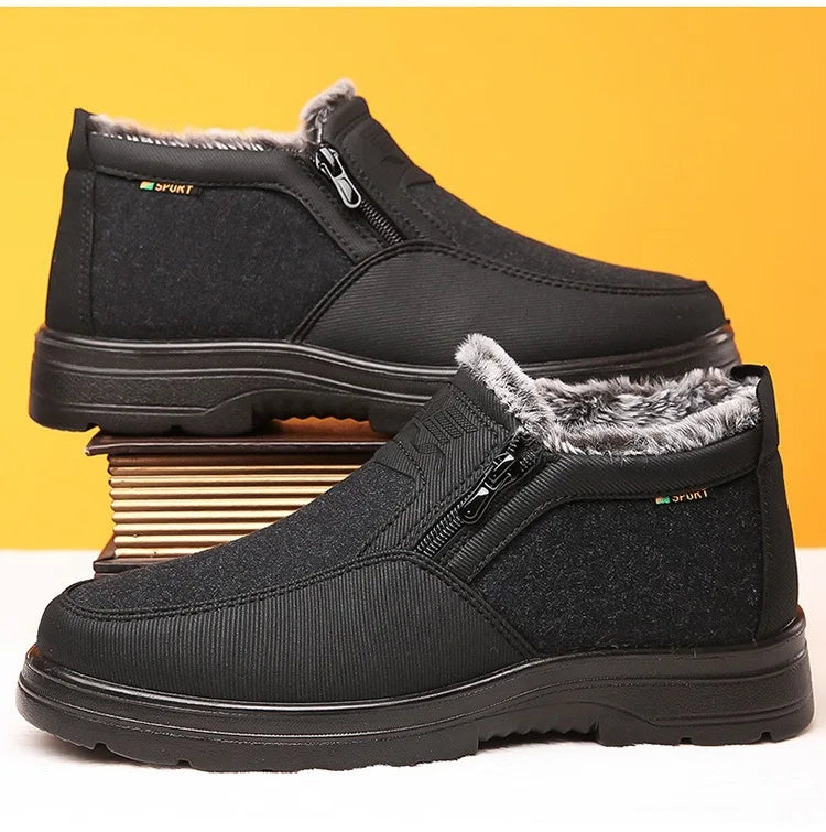 Winter high top men's cotton shoes with thick fleece, warm, waterproof, anti slip, oversized, unisex boots 38-48 boots for men