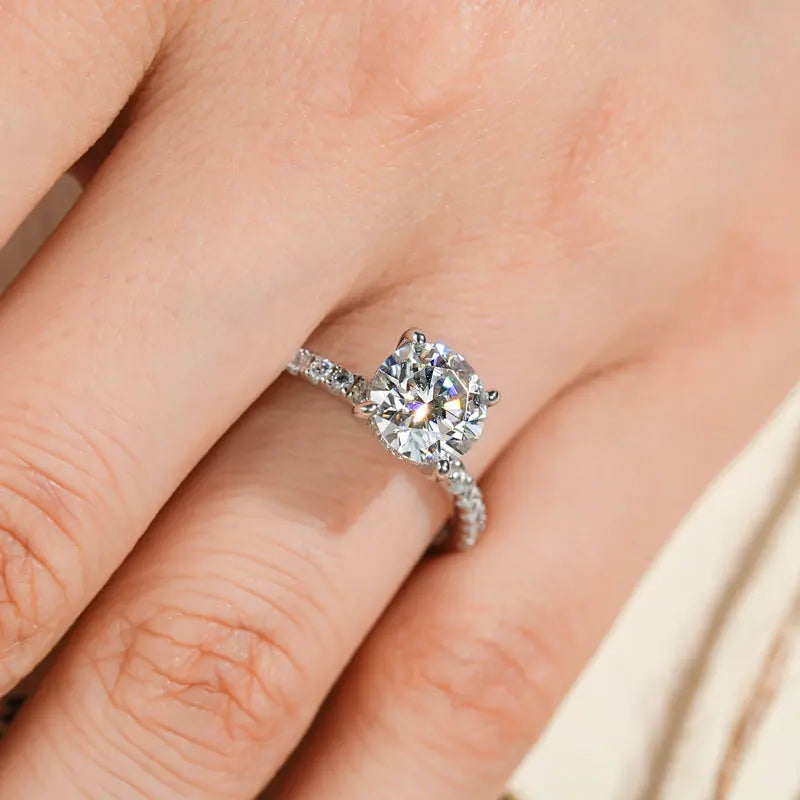 8mm 2.0CT Moissanite Solitaire Ring for Women 18k Gold Plated 925 Silver Engagement Wedding Promise Rings Finger Bands Jewelry