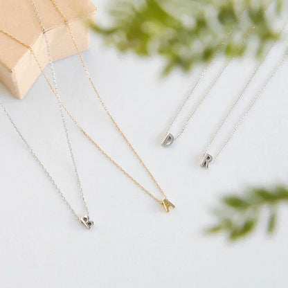 Fashion Tiny Initial Necklace Gold Silver Color Cut Letters Single Name Choker  For Women Pendant