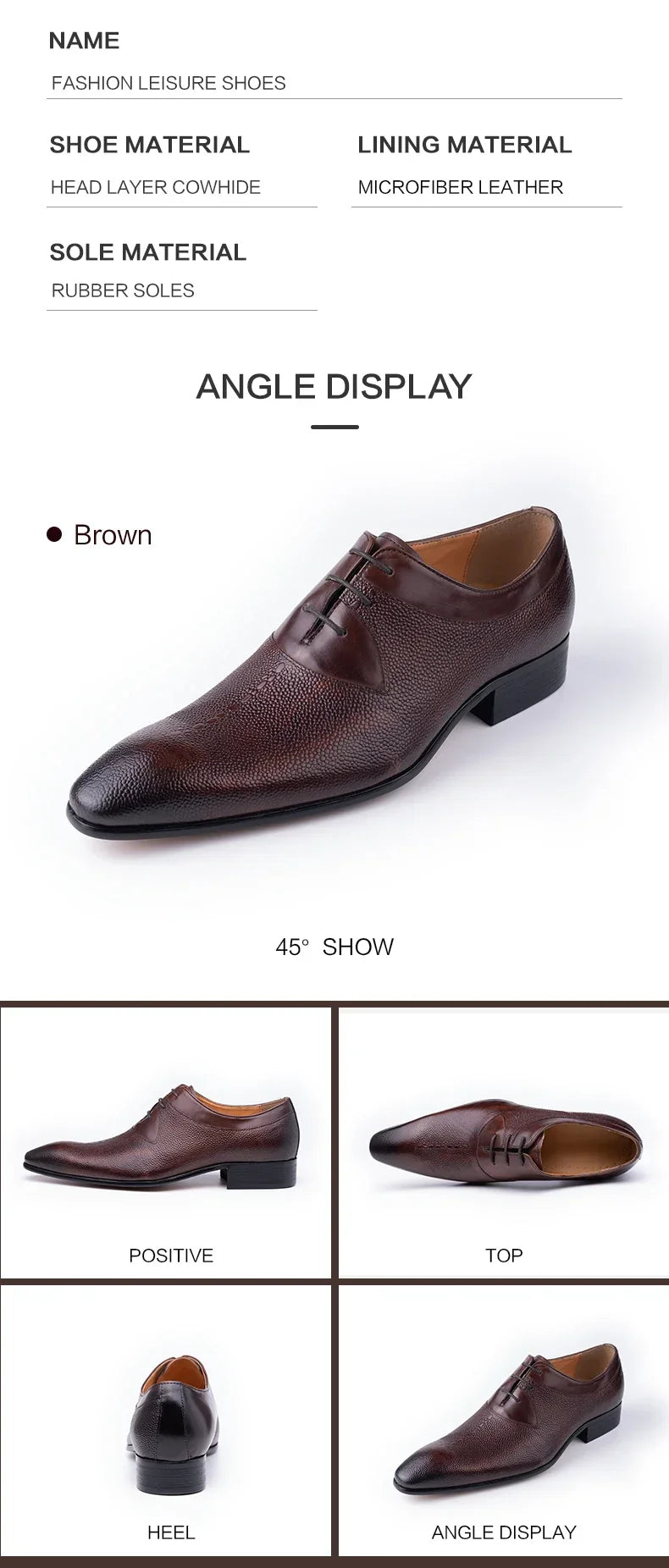 Luxury Men Oxford Shoes High Quality Classic Style Dress Leather Shoes Lace Up Pointed Toe Formal Business Wedding Shoes