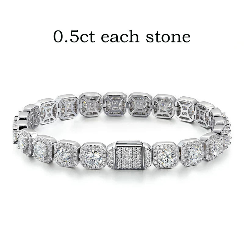 4/5/6.5mm Full Diamond 100% Real Moissanite Bracelets for Men Women Classic Luxury Bangles Pure 925 Sterling Silver Chain