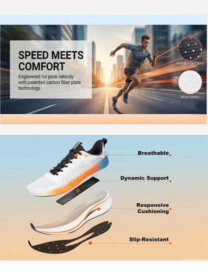Men Jogging Sports Shoes Carbon Plate Professional Cushioning Sneakers Male Outdoor Breathable Non Slip Running Shoes